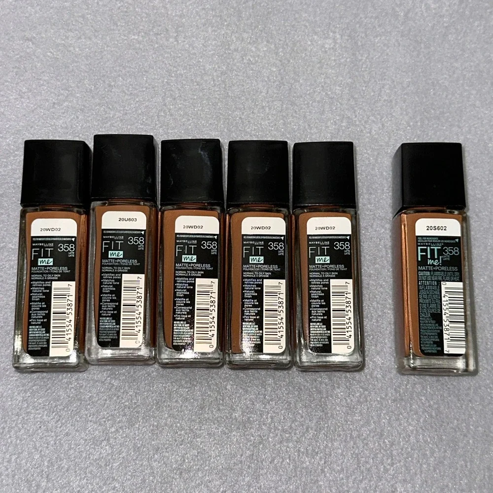 Maybelline‎ Fit Me Matte+Poreless 358 Latte Foundation NEW Lot of 6
